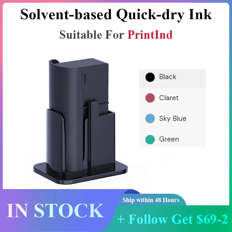 EVEBOT Handheld Printer Solvent-Based Ink Permanent Ink Cartridge Replacement for PrintInd Waterproof Ink for Various Surfaces