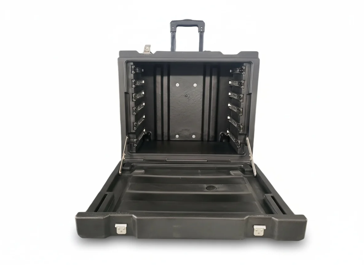 

15U Rack Case, Rotomolded Plastic Waterproof Transit Case, Shockproof Audio Rackmount for Amplifiers, Heavy Duty Equipment Case