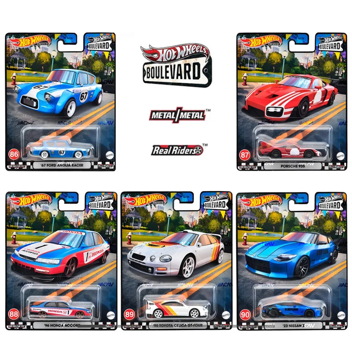 Free Shipping 5 Pack Hot Wheels Premium Boulevard Real Riders Diecasts & Toy Vehicles 1/64 Hotwheels Model Car Toy Boy T Case