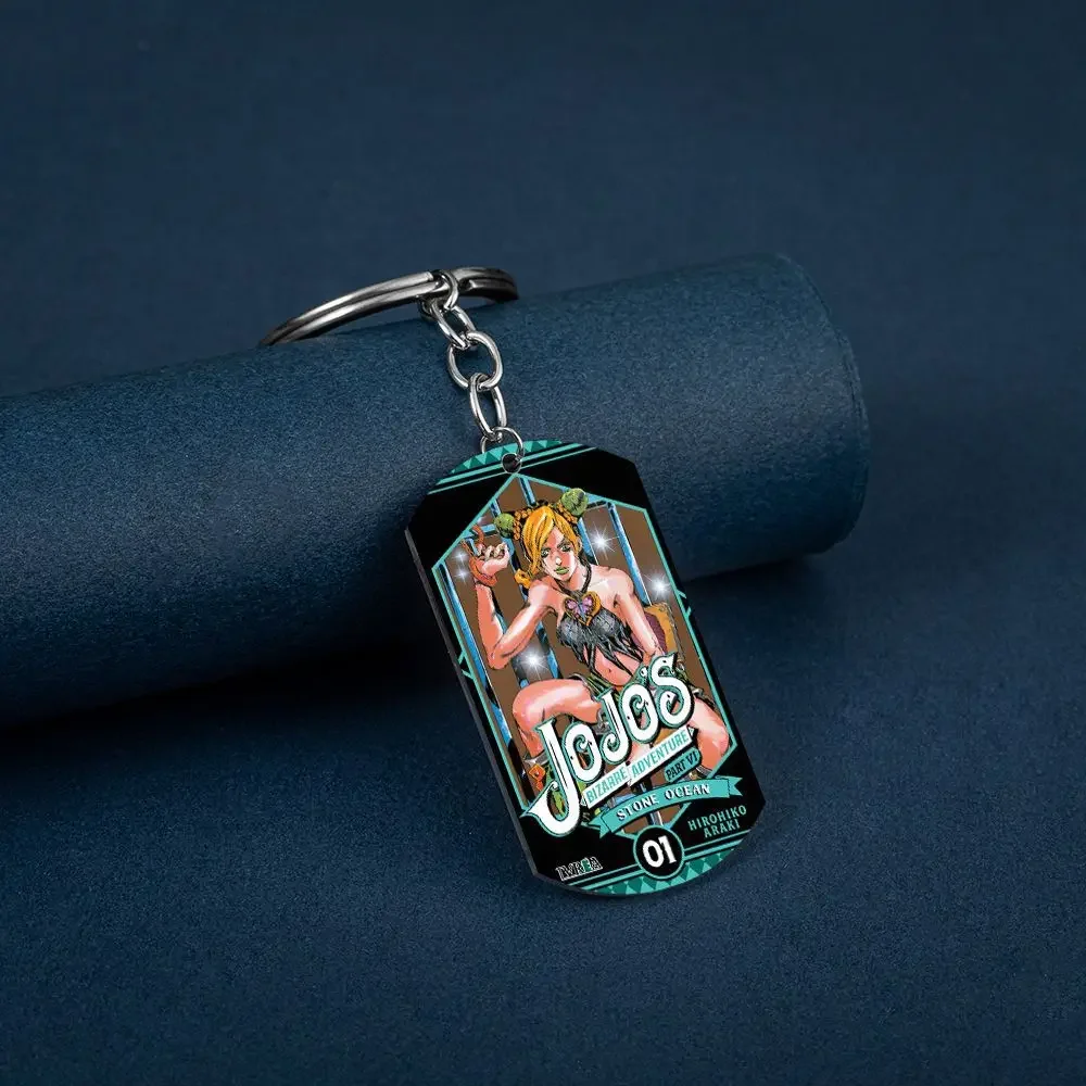 Anime JoJo's Bizarre Adventure Keychain for Fans Stone Ocean Jolyne Cujoh Cosplay Stainless Steel Keychain Comic Jewelry