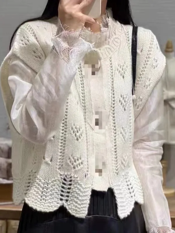 

Autumn Winter Women's Loose Sle round Ne Svel 00 Woolen Open Cardigan Sweater Comfortable Soft Pure Color Knitted Top