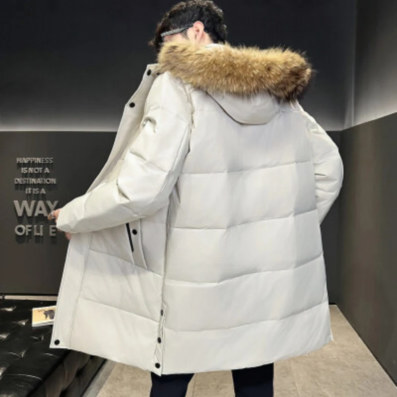 Big Fur Collar Down Jacket Men Mid-length Style Overcome Winter New Thick Men\'s Cargo Coat Trend Fashion Daily Casual Warm Coat