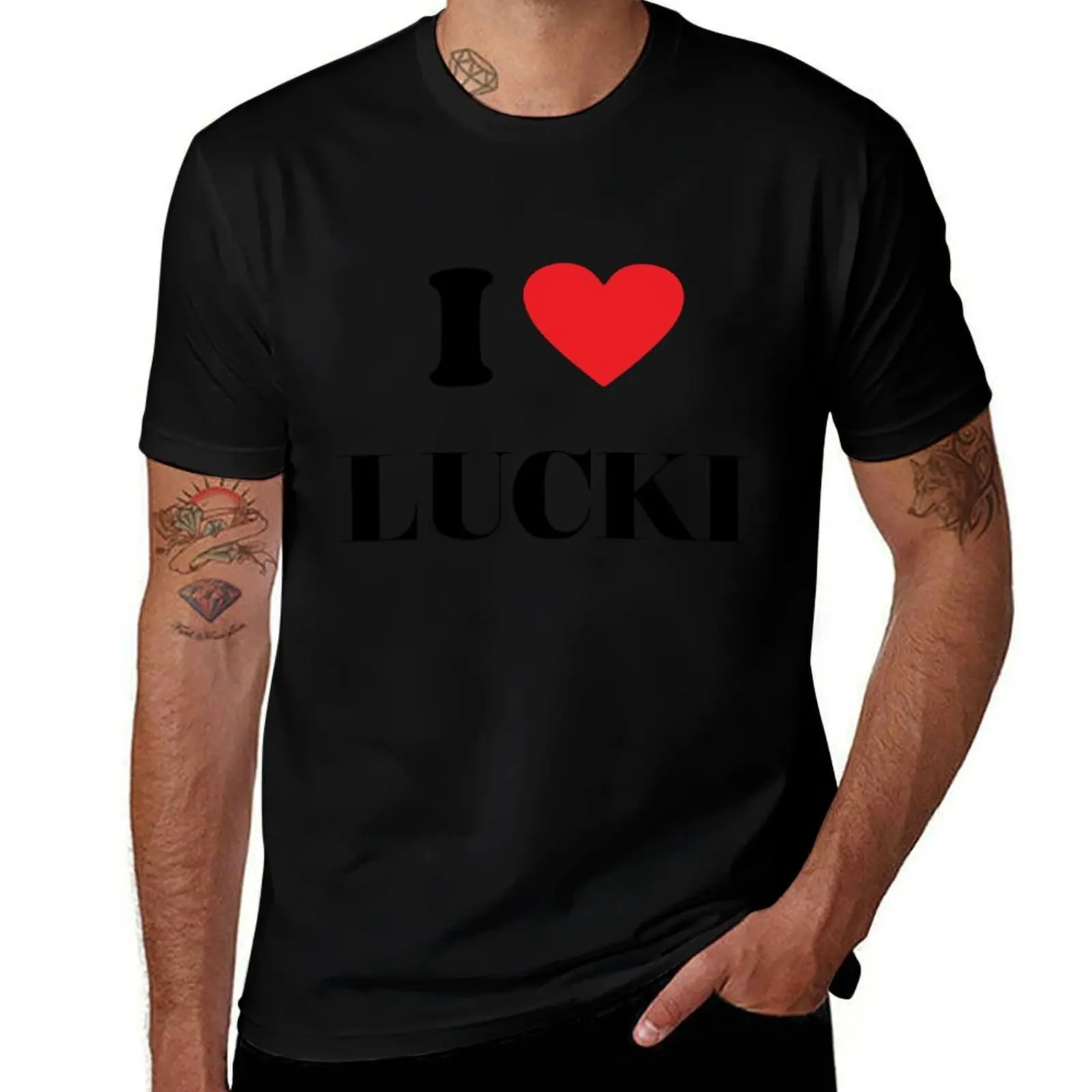 I Love Lucki Sticker T-Shirt Trendy Pattern T-Shirt for Men