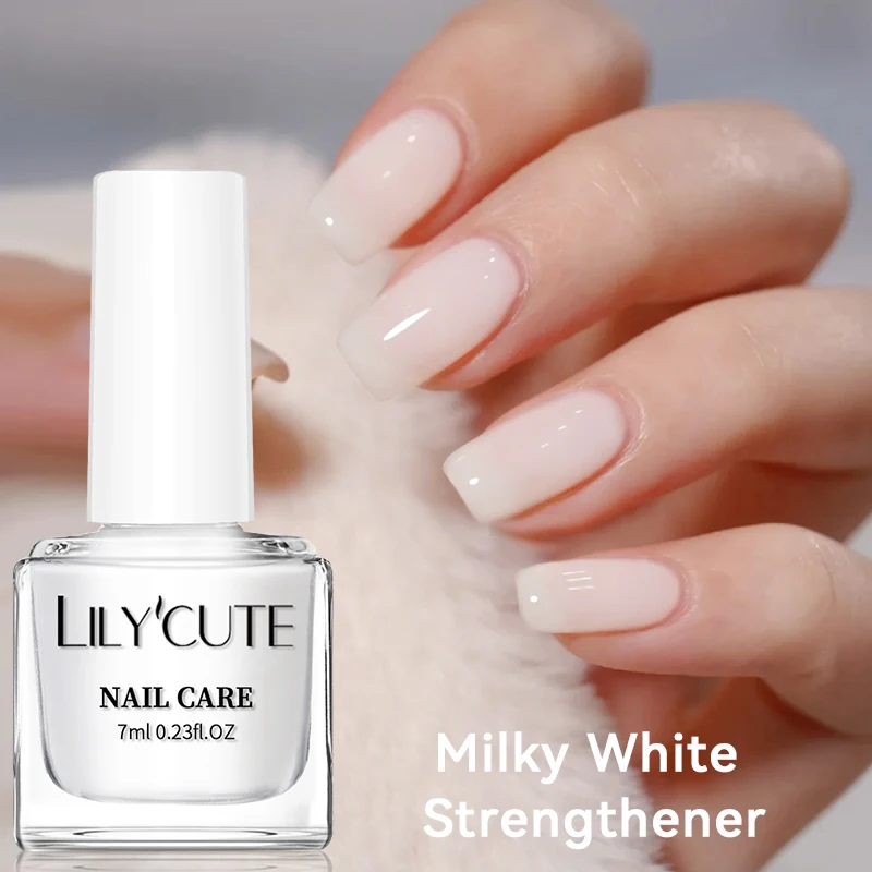 LILYCUTE-esmalte para el cuidado de uñas, 7ML, blanco lechoso, rosa, efecto fortalecedor, cuidado de larga duración, barniz de secado rápido, sin necesidad de lámpara