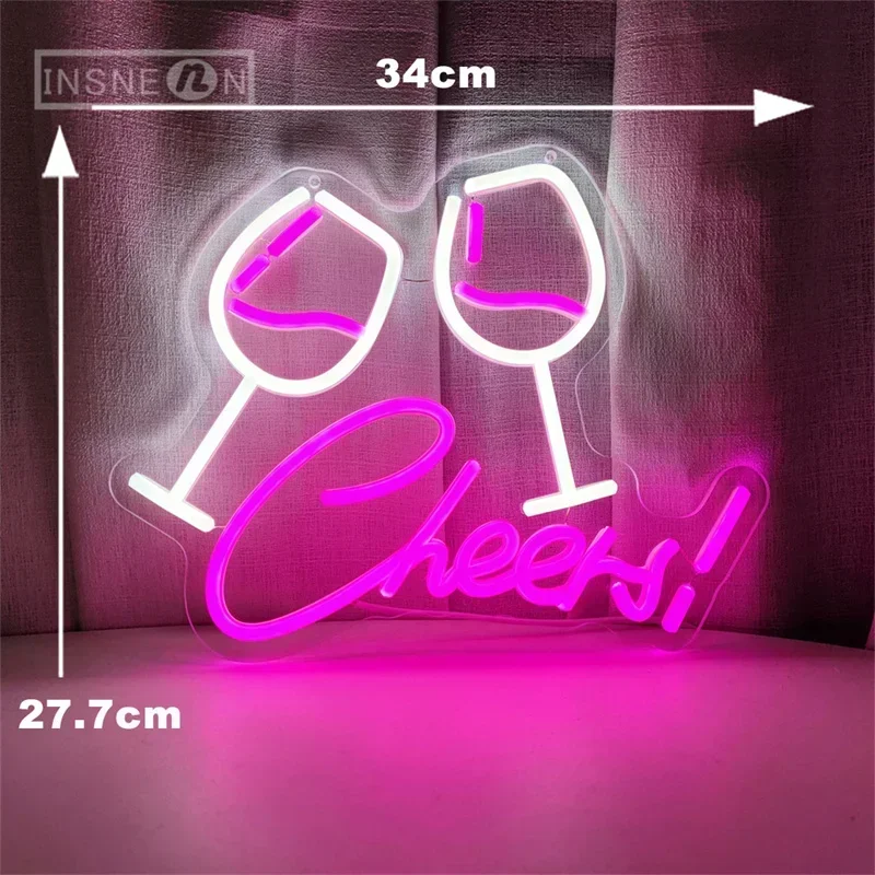 Prost Becher führte Leucht reklame angetrieben rosa Wand leuchte für Bierbars Clubs Höhlen Hochzeiten Geburtstage Raum dekor Neon USB-Zeichen Lichter