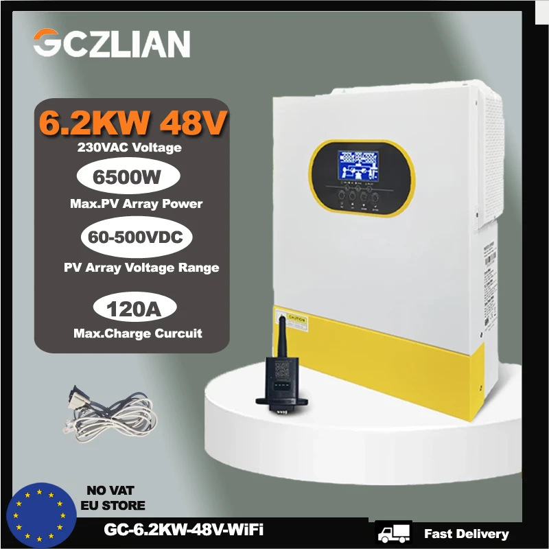 Convertitore ibrido 48v 6.2KW 220V off grid Convertitore solare ibrido 120A MPPT Regolatore di carica solare Carica batteria al litio