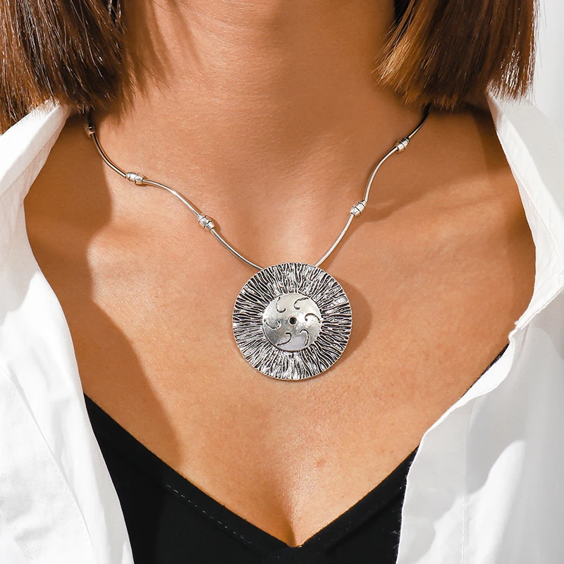 Aihua Böhmen Türkis Stein Halskette für Frauen Colliers Collier Femme Handgemachte Ethnische Anhänger Halsketten Aussage Schmuck – Detail 8