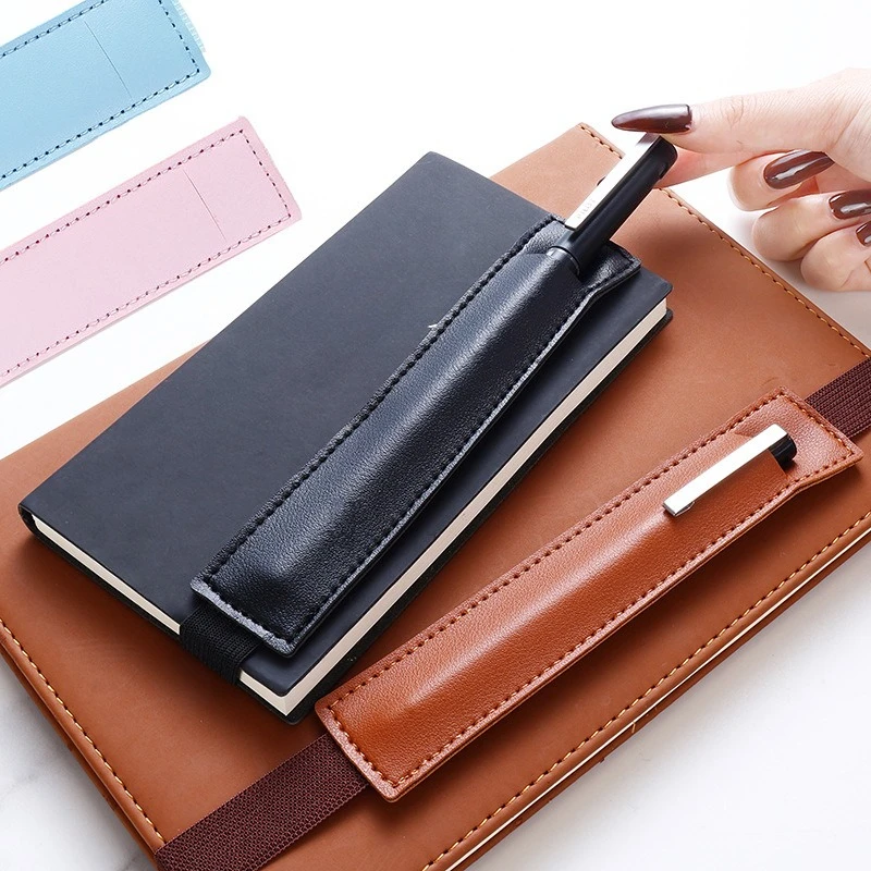 

Кожаный регулируемый держатель для ручек на резинке, портативный чехол для ручек, пенал для планировщика, ноутбука, офисные принадлежности для встреч