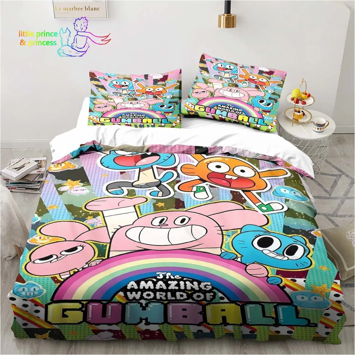 Imagem -02 - Conjunto de Cama Impresso Gumball 3d para Adultos e Crianças Presente do Quarto Solteiro Duplo Completo Queen Cama King Size Mundo Incrível