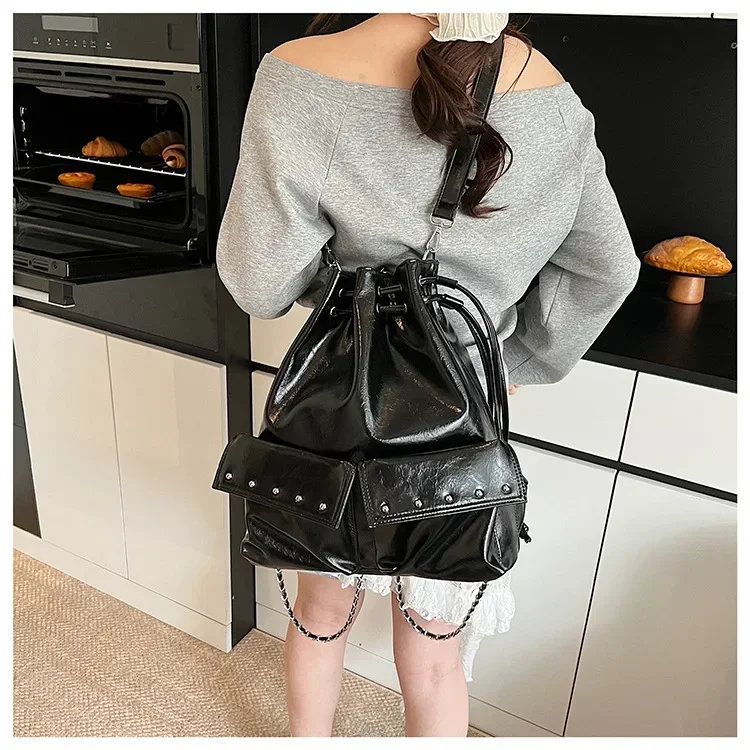 2025 Must-Have Motorcycle Bag - Trendy Unique Studded, 3-Way Carry Large Capacity Practical for Commuting