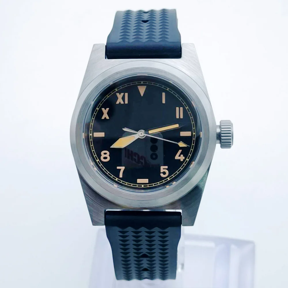 ساعة NH35 للرجال مقاس 38 ملم 316L من الفولاذ المقاوم للصدأ المصقول ساعة غواص معقمة C3 قرص مضيء زجاج الياقوت #1