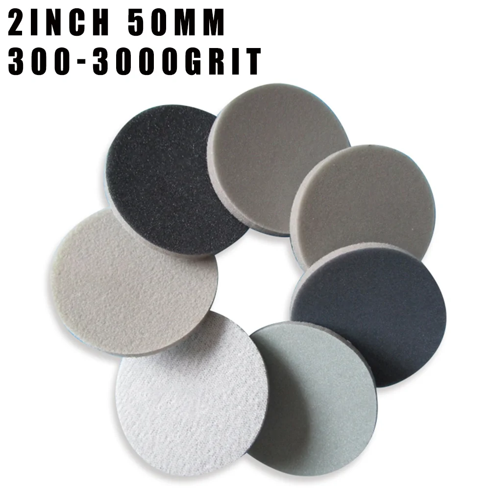 

2" Inch 50MM Wet And Dry Flocked Disc Water Aand White Sand Abrasives Self-Adhesive Sponge Sanding Disc 300-3000 Grit for RIKEN