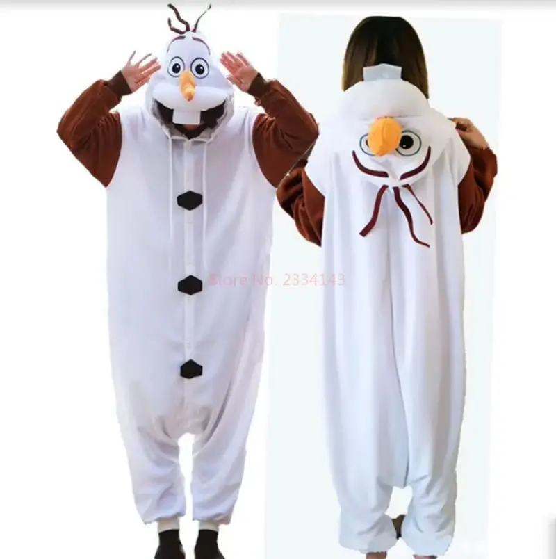 

Новый зимний карнавальный костюм Disney Frozen Olaf Snowman для взрослых и детей, флисовый комбинезон, пижамы, одежда для сна с героями мультфильмов, праздничное платье, подарок