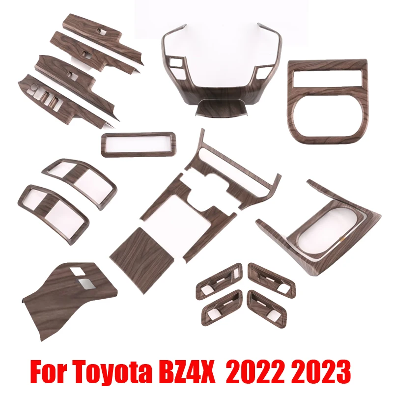 For Toyota BZ4X EA10 2022 2023 ABS peach wood ineterior accessories window lift switch cover gear shift panle / air vent cover