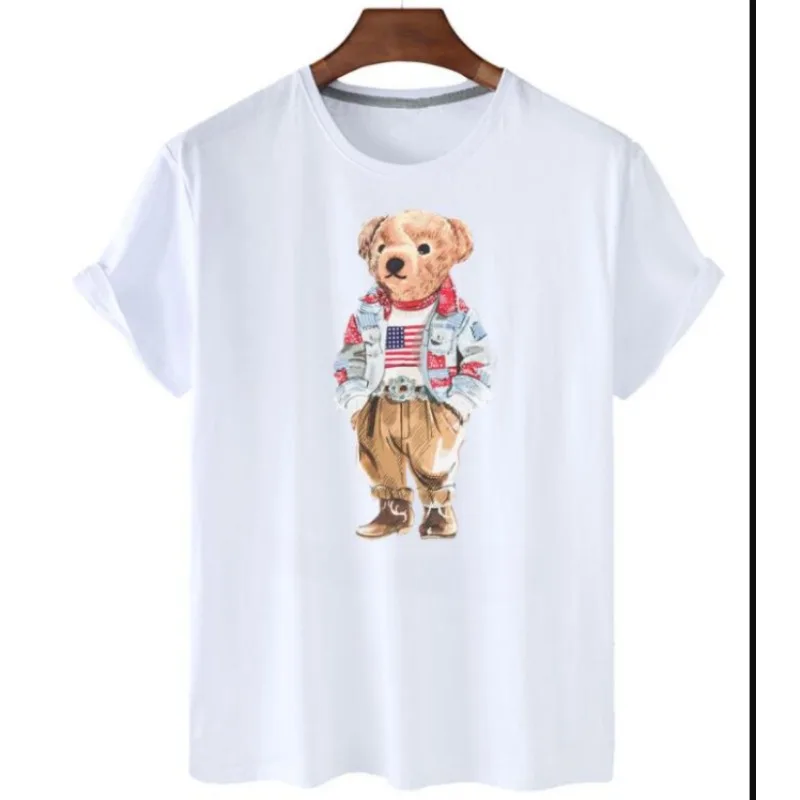 Camiseta con estampado de oso 3d para niños y niñas, Top informal de manga corta, a la moda, novedad de verano