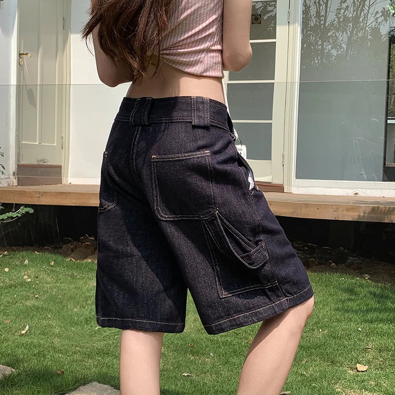 

Y2k Shorts Denim Shorts Vintage Retro High Waist Loose Straight Leg Summer Thin Casual Women Trousers