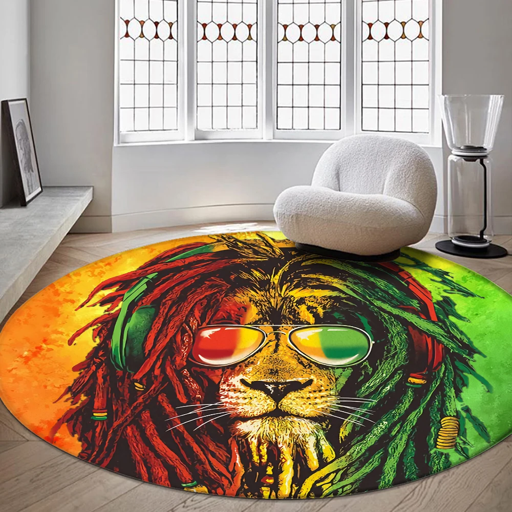 

Handsome Lion King Round Rugs House Sofa Carpet Home Living Room Bedroom Bathroom Floor Mats Print Decorate Carpet