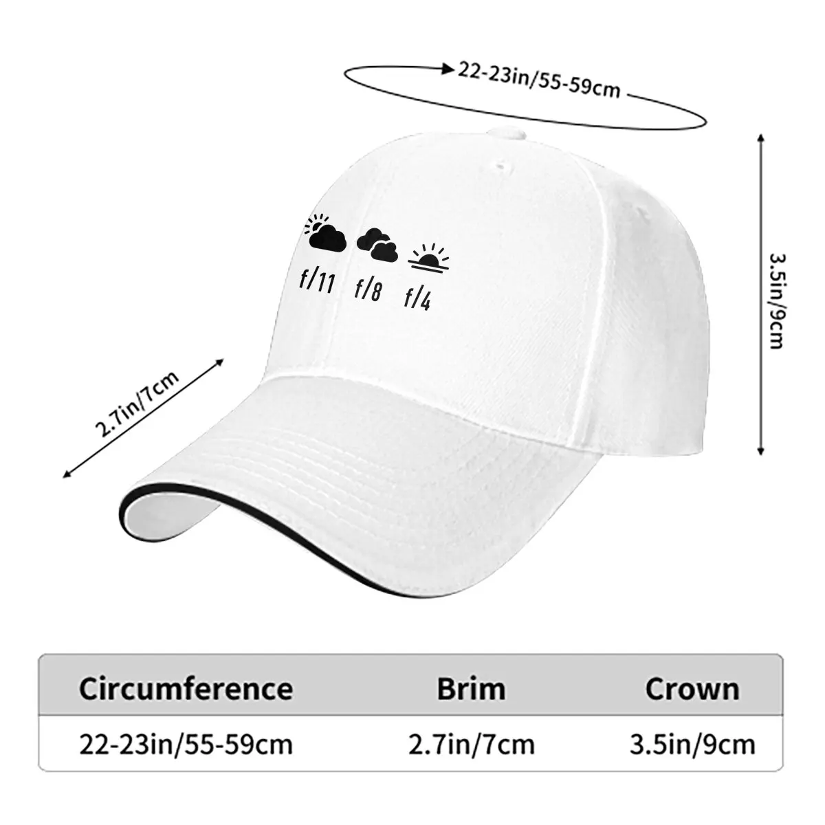 SUNNY 16 EXPOSURE Baseball Caps Peaked Cap Photographer Camera Patent Sun Shade Hats for Men Women