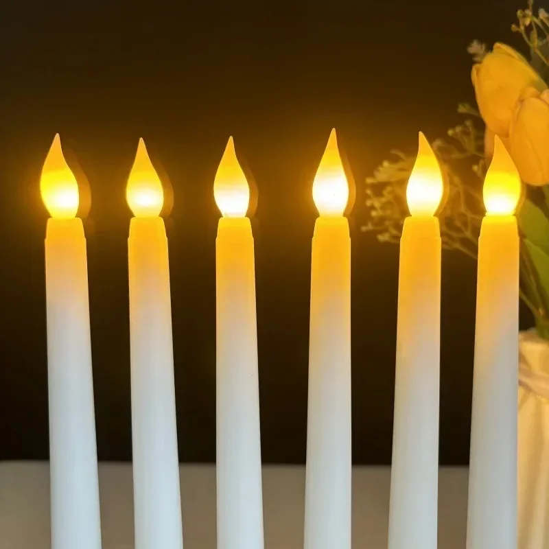 3D Taper Long-pole Candles Lights LED Flameless Pointed Candle Light Battery Electronic Tealight Wedding Christmas Party Decor