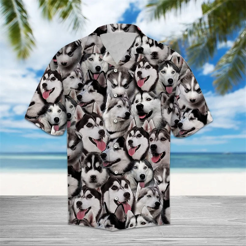 2024 Funny Dogs Shirts For Men 3d Printed Men's Hawaiian Shirt Beach 6XL Short Sleeve Fashion Tops Tee Shirt Man Blouse Camisa