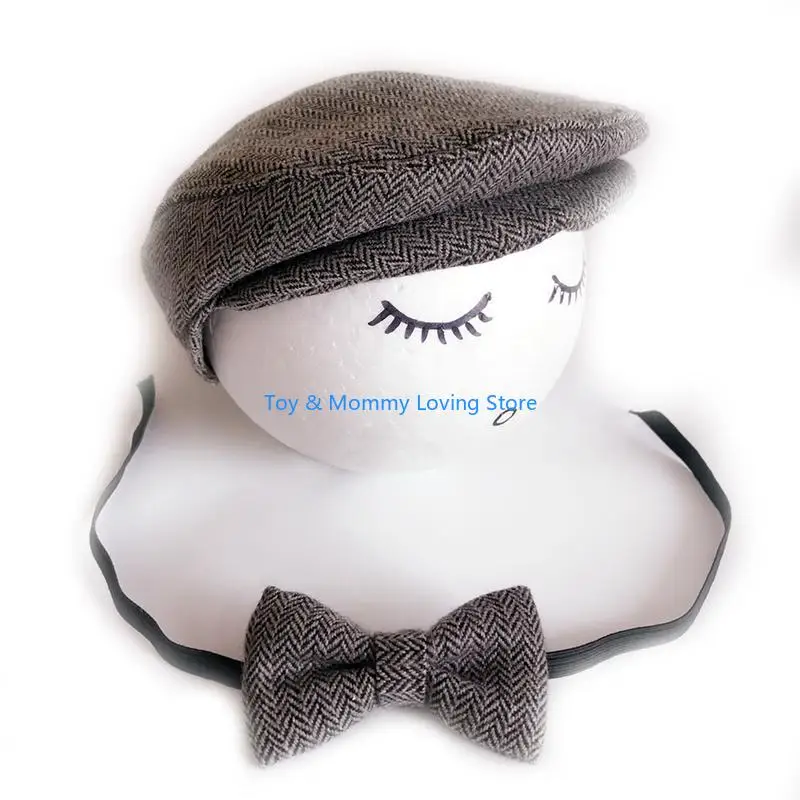 Y1QF الوليد التصوير الدعائم قبعة مسطحة مجموعات الصبي ربطة القوس فيونكة غاتسبي قبعة قبعة قبعة