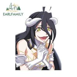 EARLFAMILY 13cm x 9.4cm for Albedo Car Sticker Occlusion Scratch Anime Decal Sunscreen Air Conditioner Decoration Car Lable