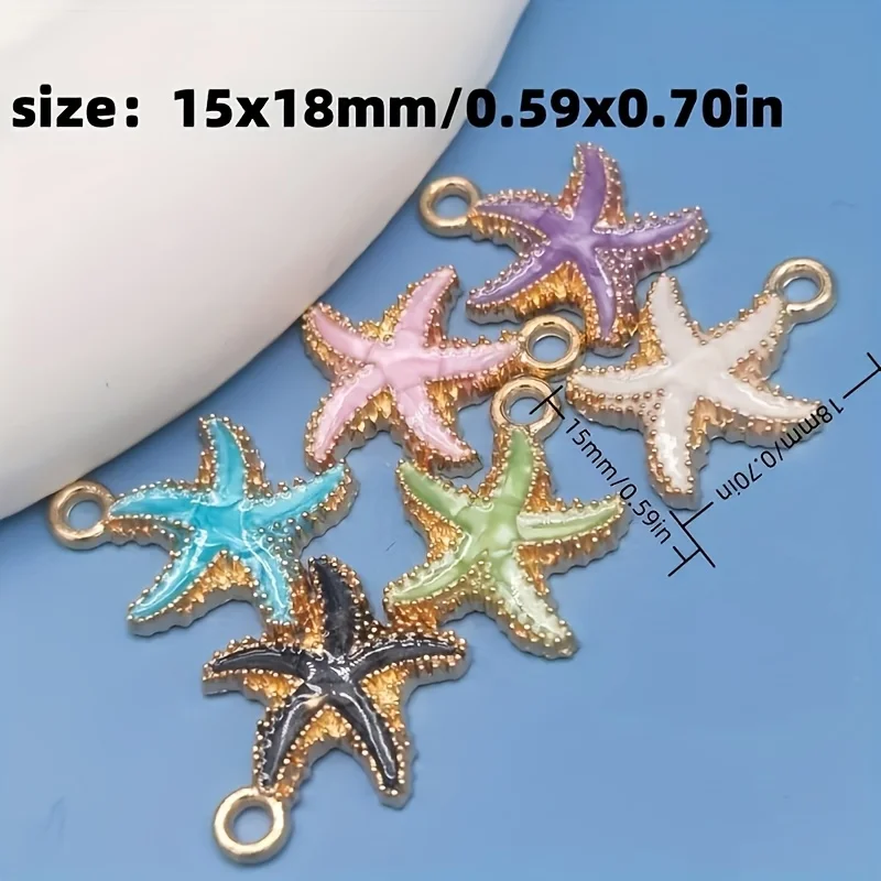 30 Pieces of Randomly Assorted Packs, All of Which Are High-Quality Marine Series Alloy Enamel Multi-Colored Starfish Pendants You Can Make DIY Earrings, Necklaces, Bracelets, and Other Accessories.