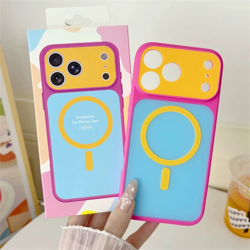 Luxuriöse Dopamin-Farbblockierung Candy Magnetische Hülle für iPhone 18 17 16 15 14 13 18 Pro Max Air Plus für MagSafe Stoßfeste Abdeckung
