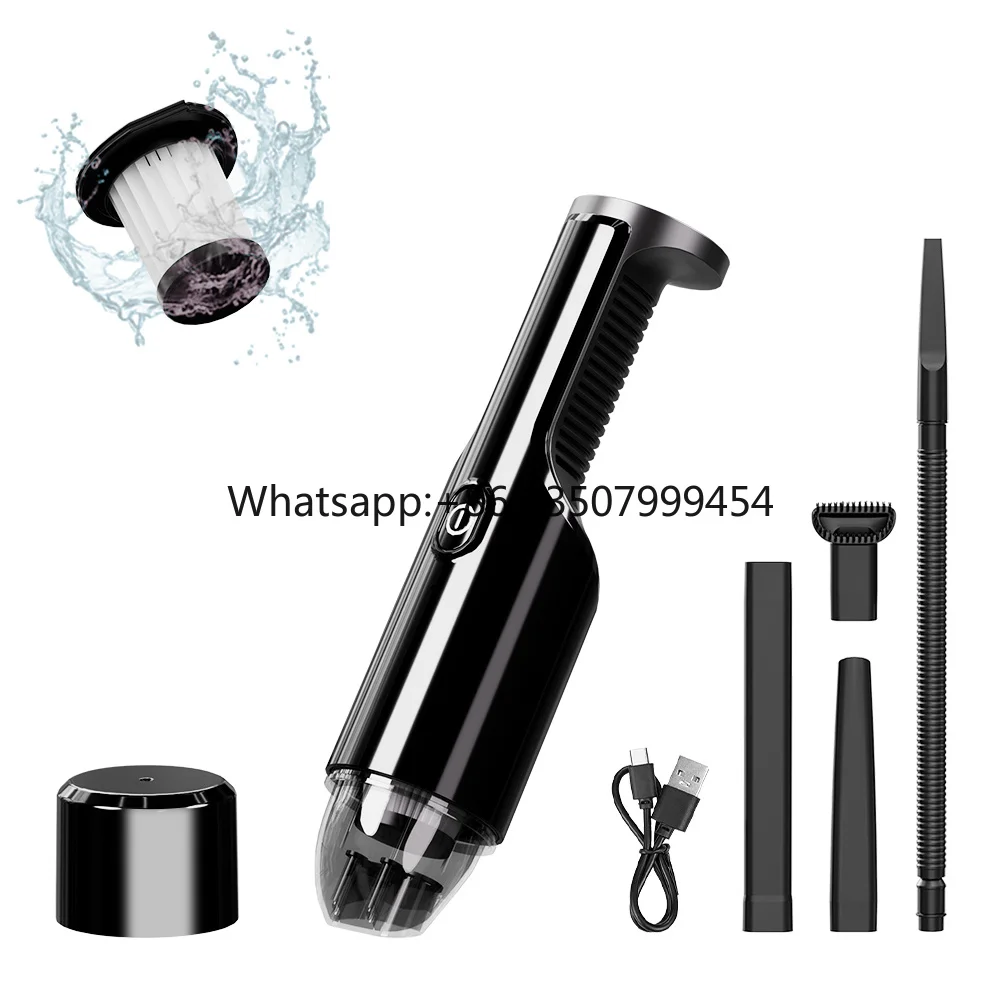 

Portable Home Car Vacuum Cleaner High Power Blow Suck 2-in-1 Mini Cordless HEPA Filter 4 Nozzles ABS Material