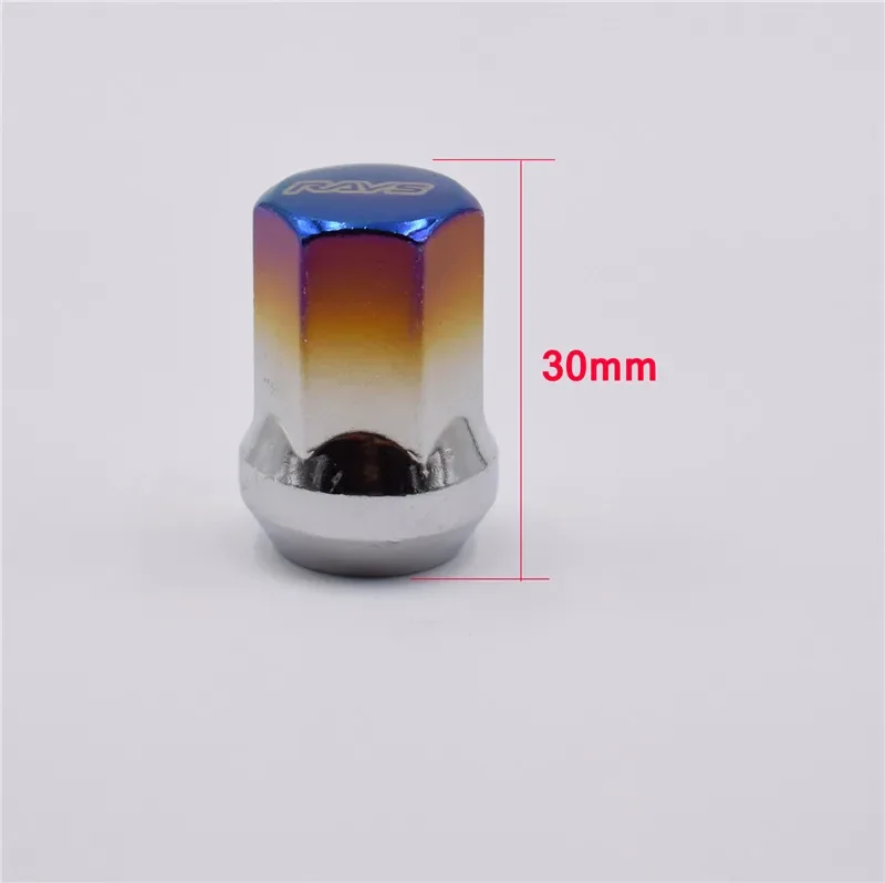 Rays 17HEX 20pcs/set Burnt Blue Steel Car Wheel Rims Lock Lug Nuts Closed End Nut M12x1.5/M12x1.25