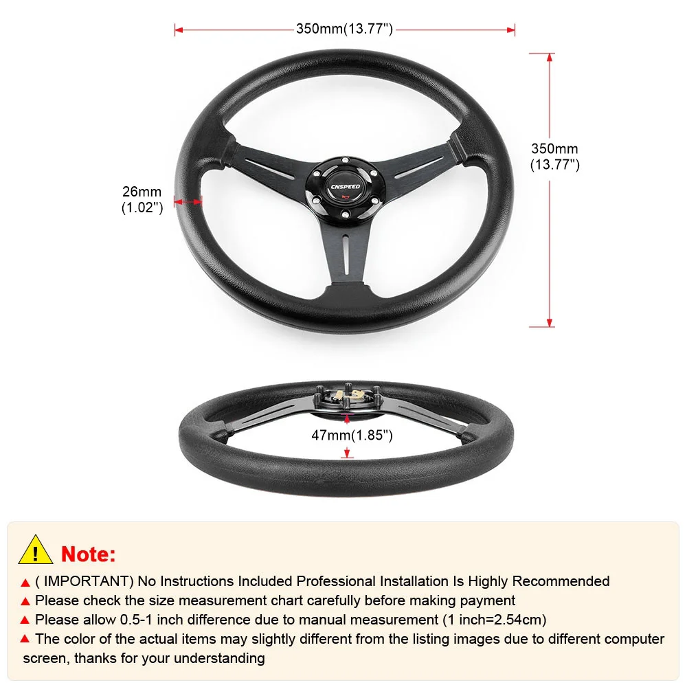 Universal Racing PU Leather Steering Wheel 350mm 14inch Aluminum Alloy Auto Sport Drifting Steering Wheels Deep Dish Corn Style