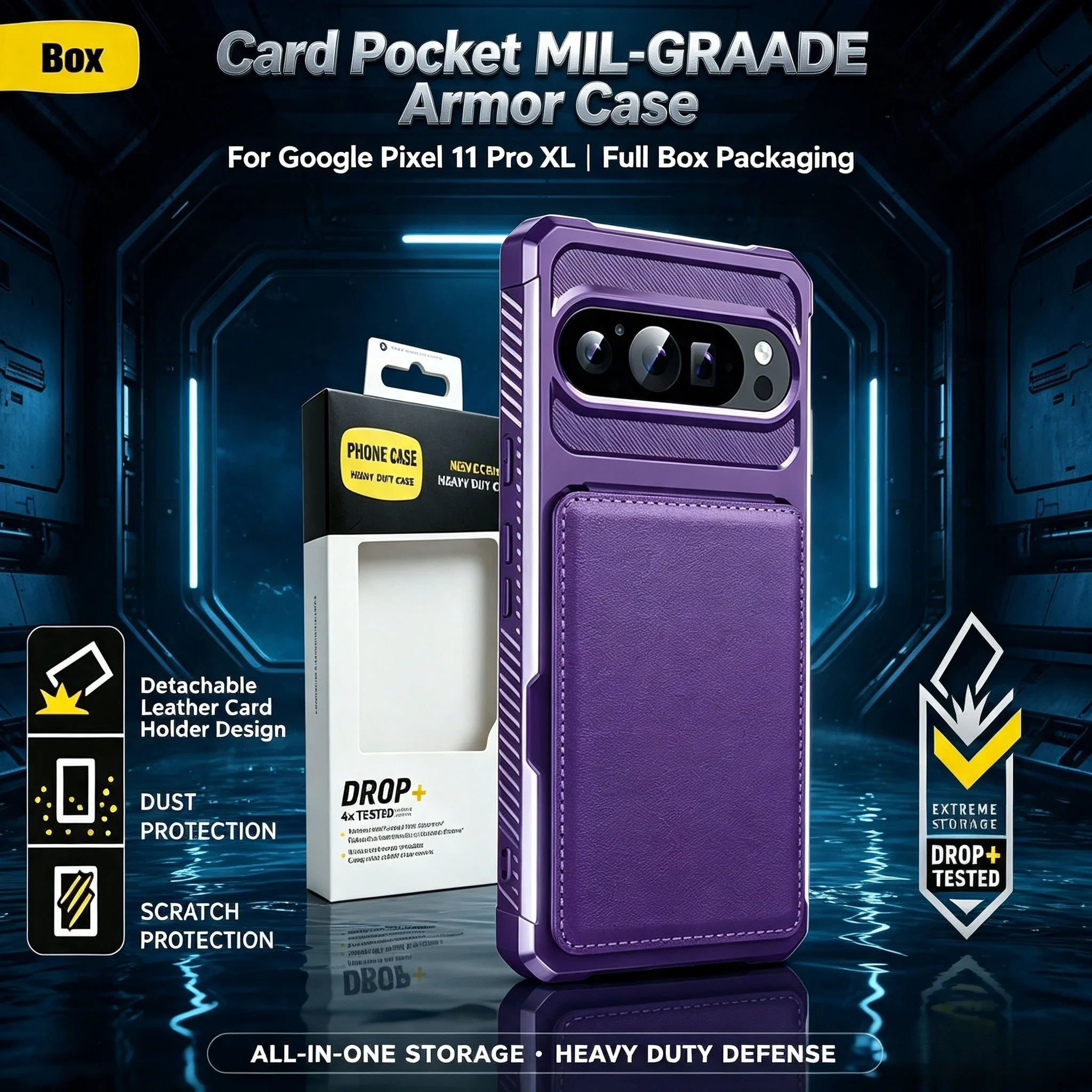 2IN1 Rugged Leather Wallet Fold Armor OTT-BOX Case For Google Pixel 11 10 9 Pro XL 10A 9A 8A Pro Defender Phone Shockproof Cover