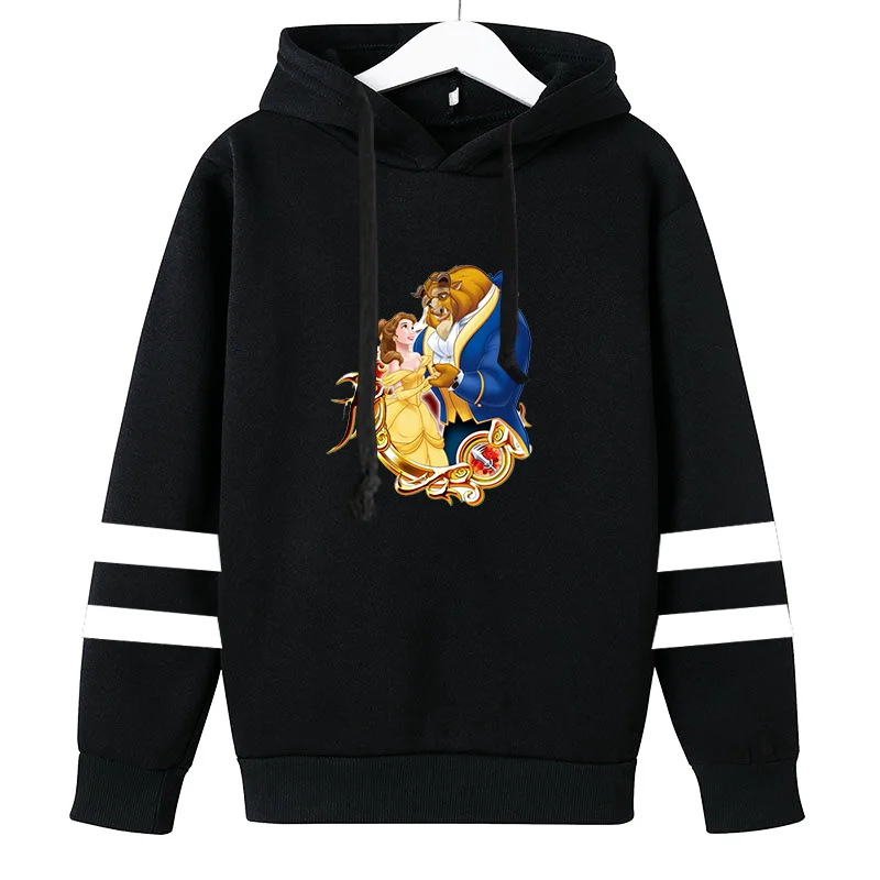 Disney Beauty and the Beast Boys Girls Fashion Streetwear Tops Hoodies Men Women Harajuku Loose Hooded Pullover Sweatshirt