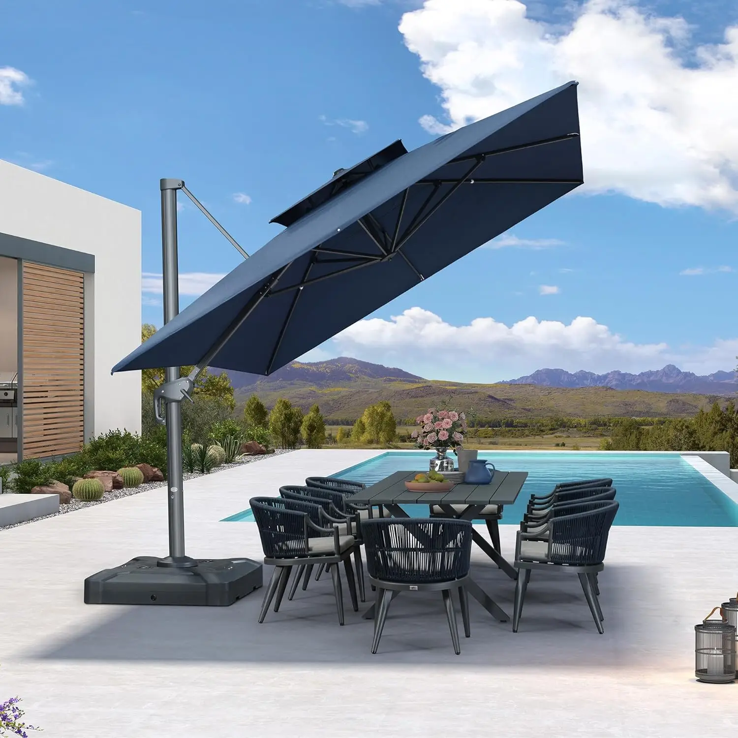 

10x13ft Double Top Cantilever Patio Umbrella Fade Resistant Offset Outdoor Umbrella for Garden Deck Pool, Customized