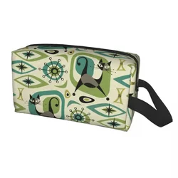 Trousse de toilette abstraite chat du milieu du siècle pour femme, trousse de maquillage cosmétique, trousse de rangement Dopp, trousse de beauté, trousse de voyage, mignon citron vert et Industries celle, évaluation