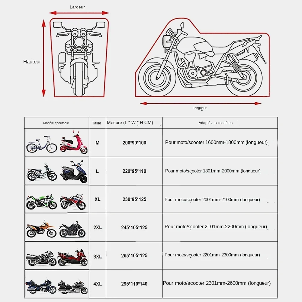 Funda Impermeable con Protección UV para Motocicleta, Cubierta para Escúter, Accesorio para Interior y Exterior, Tejido 190T Resistente al Desgaste