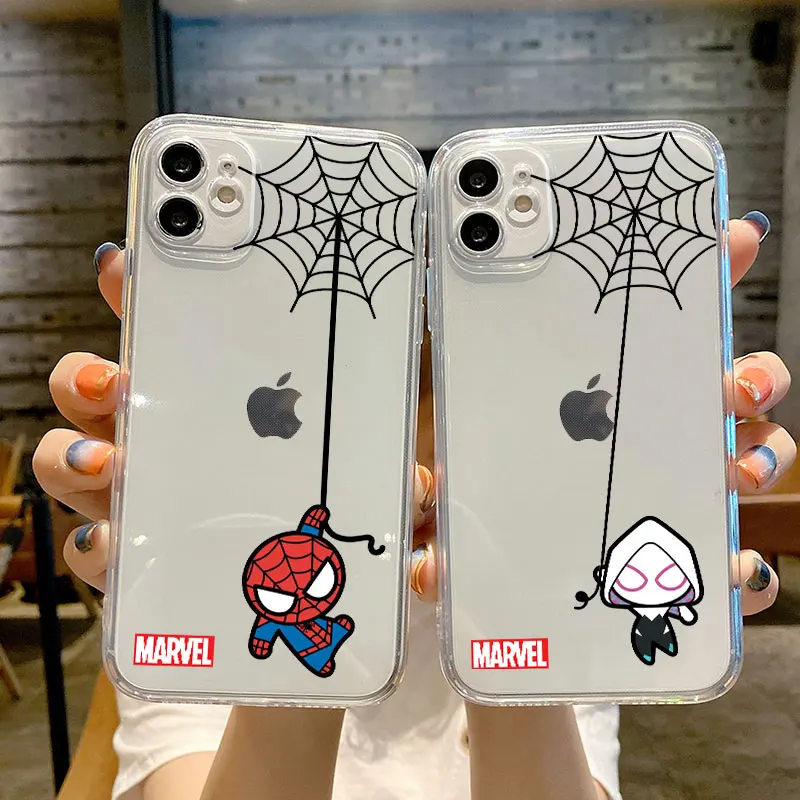 Cute Marvel Spiderman Phone Case for Xiaomi Redmi Note 11 10 Pro 10C 10S 8 7 9S 11S 9A 9C 9T 11T 9 K40 8T Clear Soft TPU Funda image 3