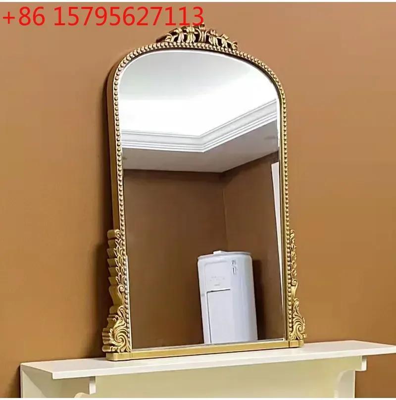 

Французское ретро-зеркало в стиле легкой роскоши, арочное, европейское, с резными декоративными элементами