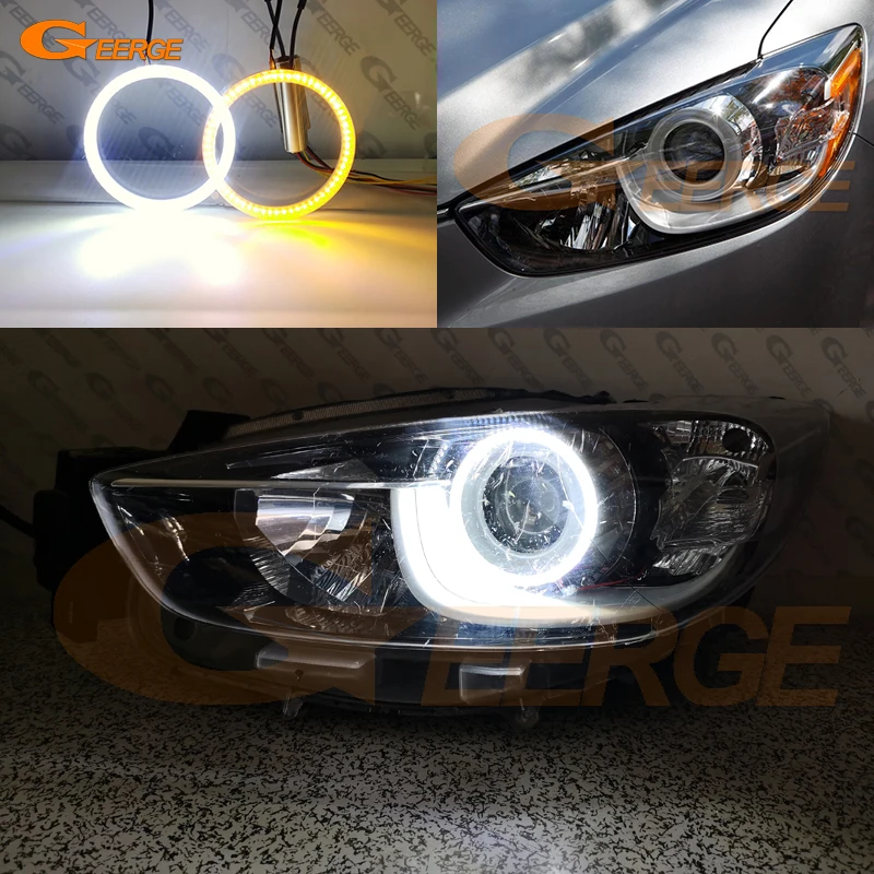 For Mazda CX5 CX-5 CX 5 2012 2013 2014 2015 Ultra Bright A/W Switchback Day Light Turn Signal SMD LED Angel Eyes Kit Halo Rings