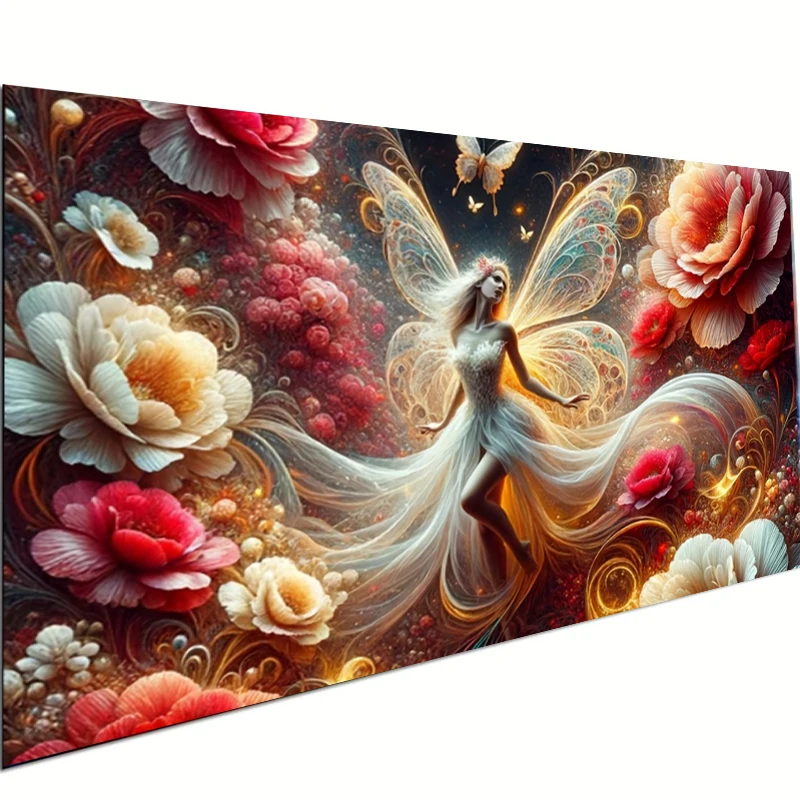 ﻿ Stunning Floral Fantasia Butterfly Wings Fairy Diy Diamond Painting Cross Stitch Kits Large Size Diamond Mosaic Home Decor