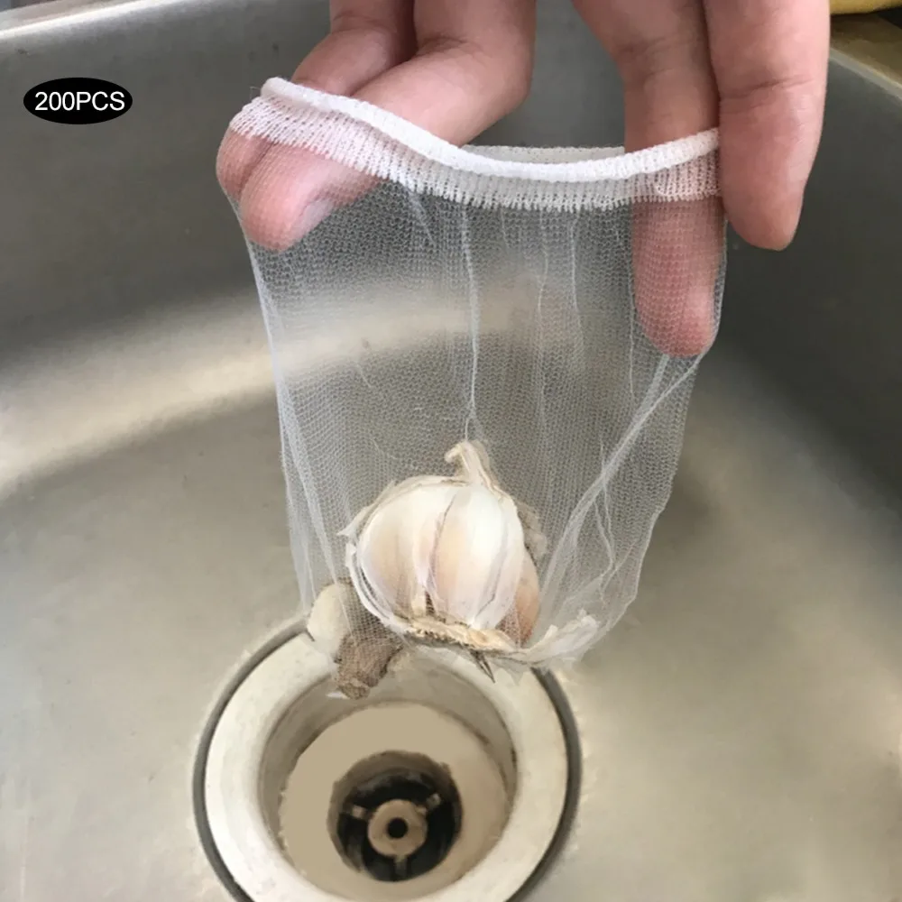 200pcs Convenient Fine Mesh Net Sink Mesh Bag Kitchen Sink Strainer Bag Disposable Garbage Disposal Bag Bathroom Sink