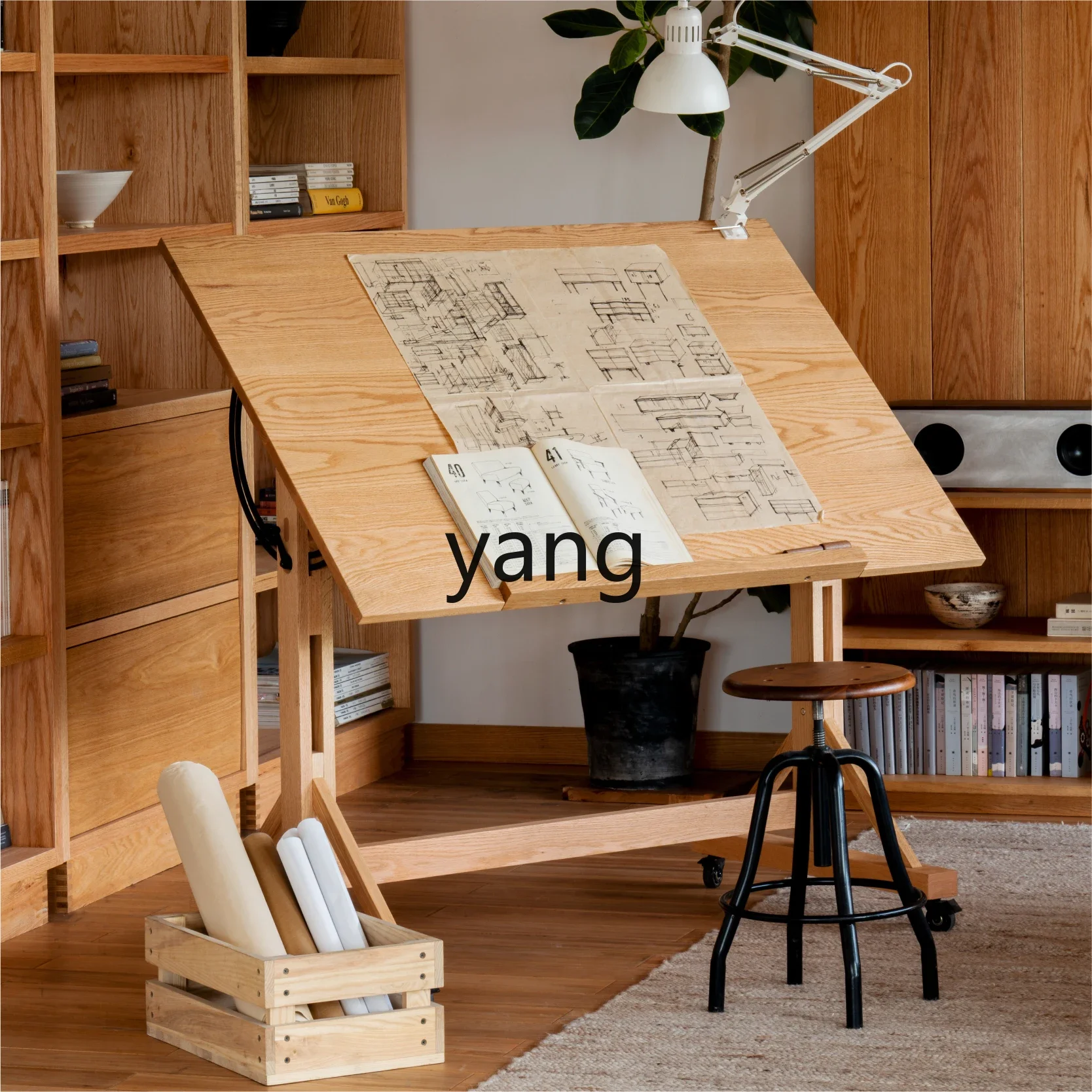 XYY drawing table studio furniture all original solid wood designer drawing table can be rotated