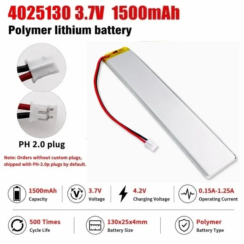 [New] 1-10pcs 4025130 1500mAh 3.7V Lipo Battery Lithium Polymer for Cabinet Stair Sensor Light LED Lights Cell E-book