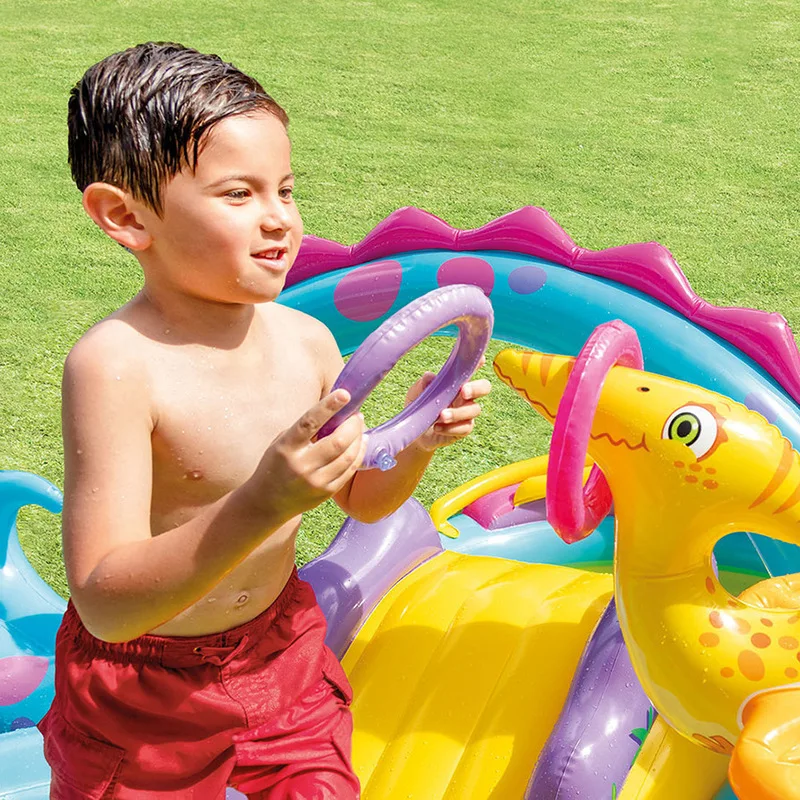 Summer children's Dinosaur eight-figure water slide entertainment inflatable pool paddling pool Children's family pool