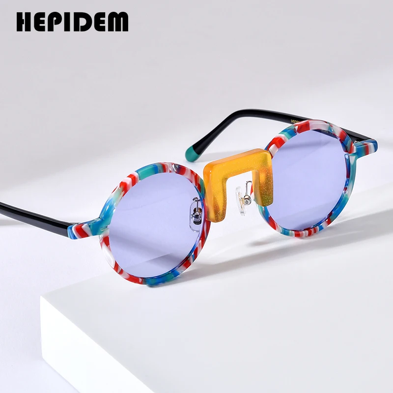 

HEPIDEM Matte Acetate Polarized Sunglasses Men 2024 New Retro Trendy Design Round Sun Glasses UV400 Women Shades H9382T