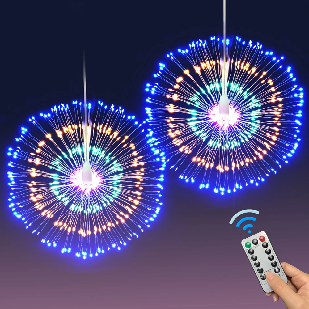 

8 Modes 200LEDs Holiday Fairy Fireworks Light String DIY Starburst Lamp for Thanksgiving Wedding Christmas Home Party Decoration