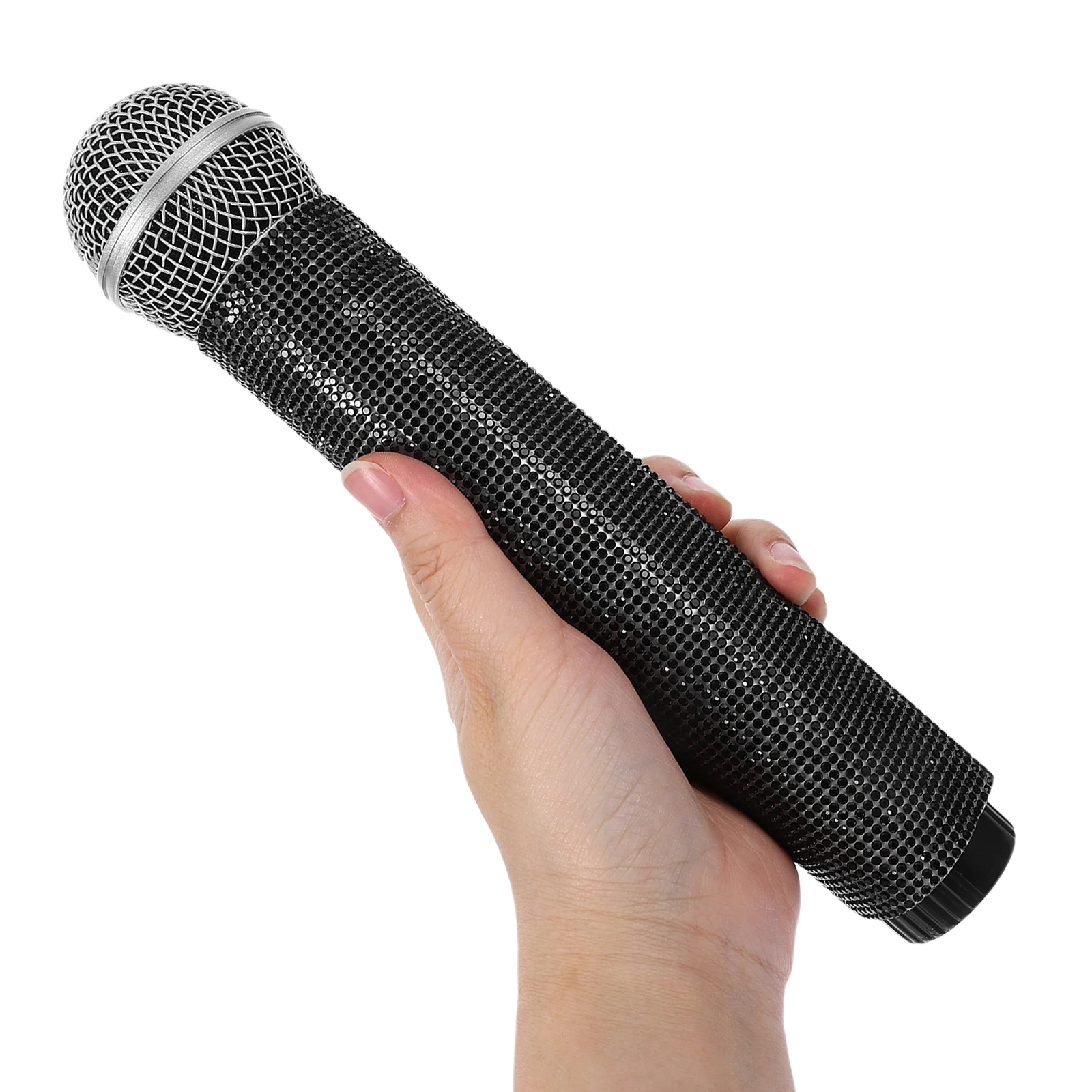 

Microphone Diamond Cover Rhinestone Mic Sleeve Protective Case for Red Sturdy Decorative Glitter Handheld Accessories