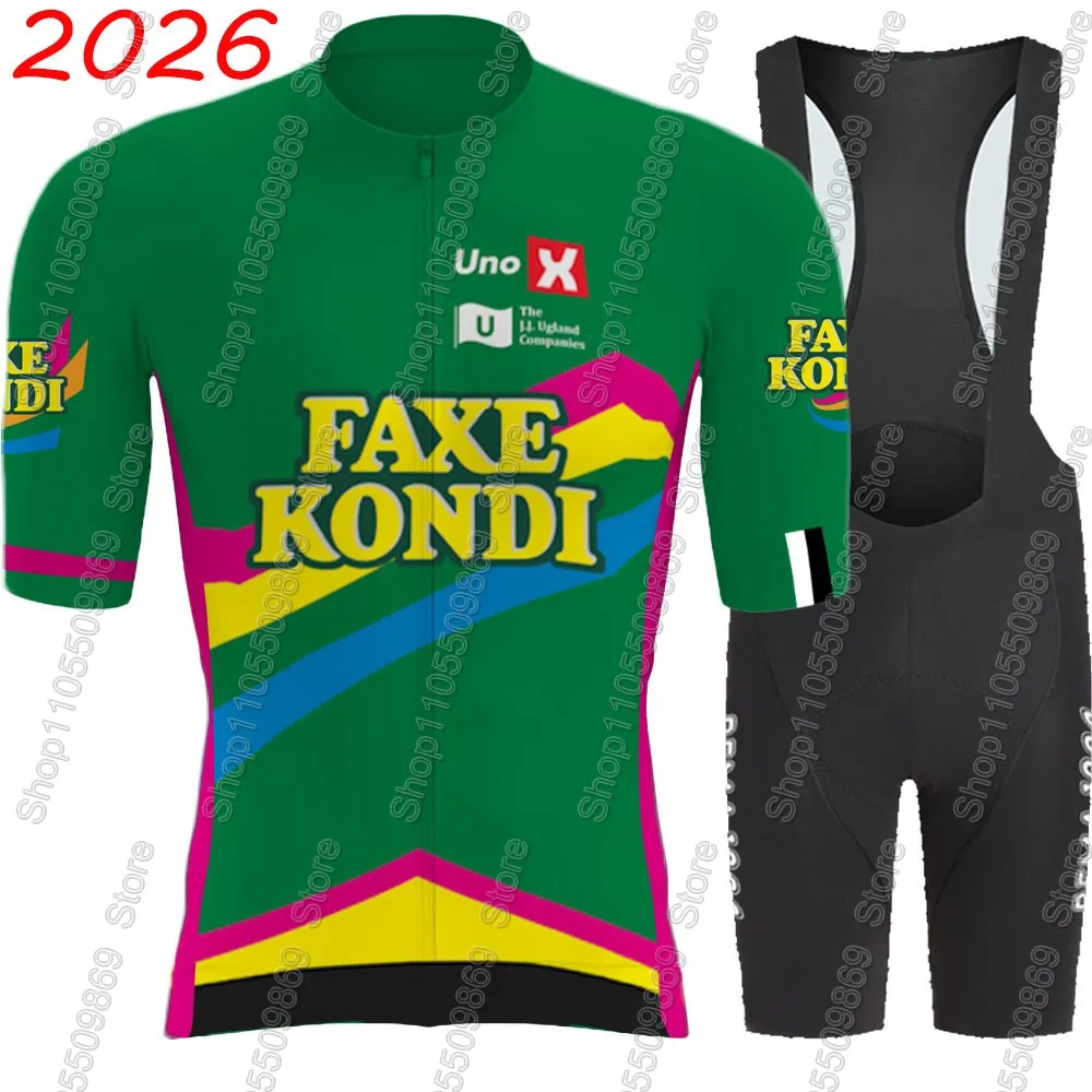 Conjunto de Jersey de Ciclismo UNO X 2026 Pro Team, Ropa Verde Noruega de Verano para Hombre, Traje de Ciclismo de Carretera, Pantalones Cortos con Tirantes, Uniforme de Bicicleta de Montaña