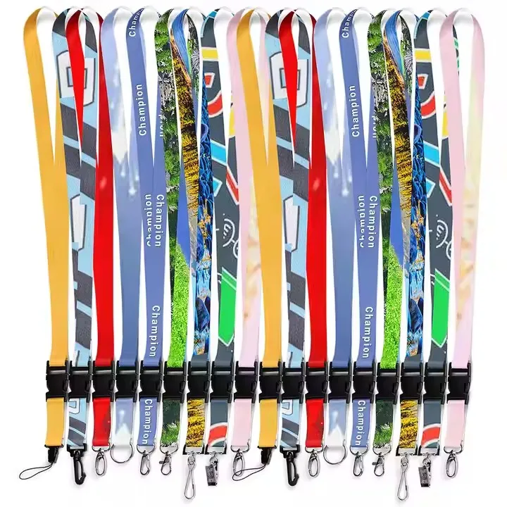 Free Sample Design No Minimum Order Custom Printed Sublimation Neck Lanyards With Logo Custom Keychain Polyester Lanyard