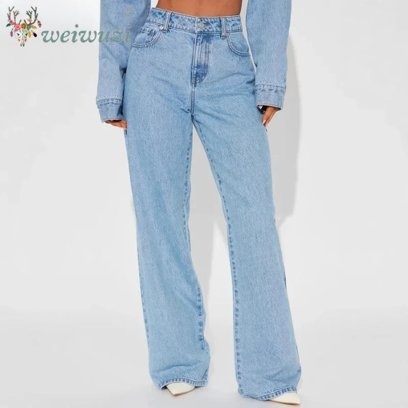 Baggy Women's Jeans Heart-shaped Pocket Cotton Autumn Denim High Waist Pants Causal Wide Leg Cowboy Trousers Hiphop Streetwear
